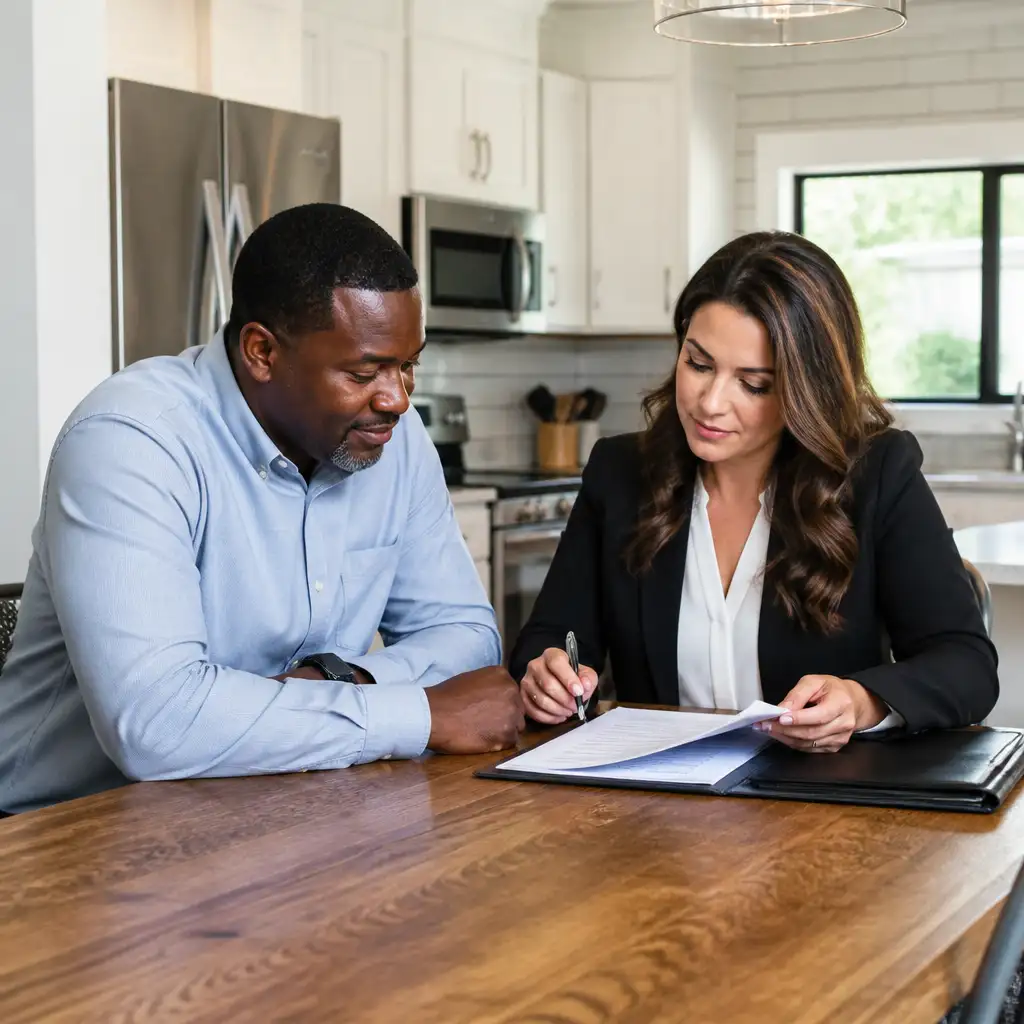 A Freetown notary works with a client