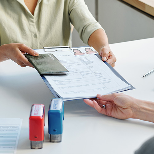 Giving Passport And Papers To Specialist