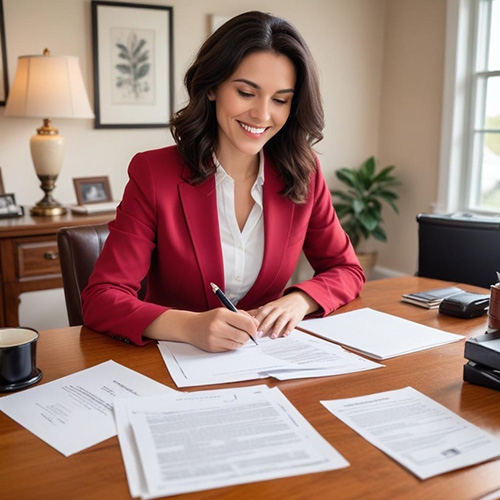 Employee is doing signature on the paper