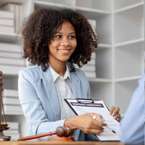 American women are litigation attorneys, female attorneys work in law firms drafting contracts