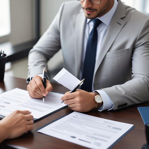 Employee is doing signature on the paper