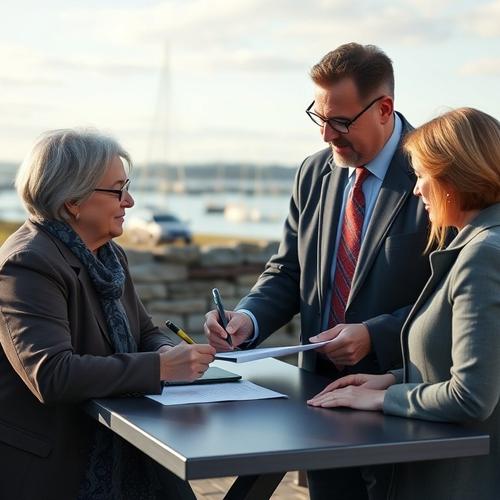 Mobile notary assisting real estate clients in New Bedford