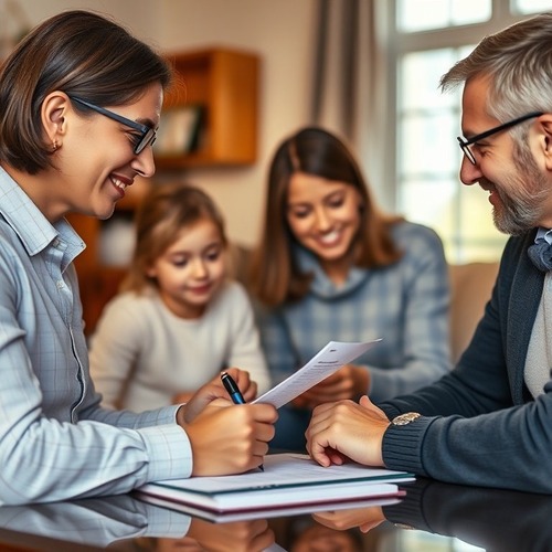Notary meeting with family to notarize adoption paperwork