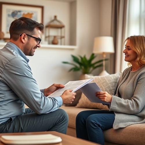 Man and woman reviewing documents