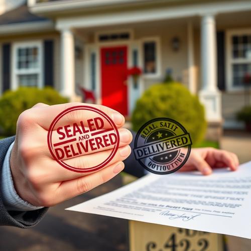 Close-up of sealed real estate closing documents